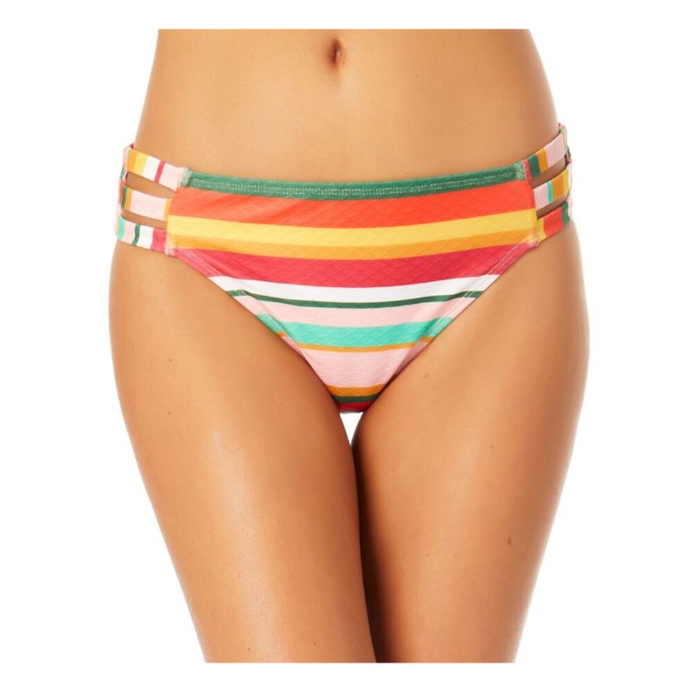 CALIFORNIA SUNSHINE Women's Multi Color Stripe Strappy Hipster Swimsuit Bottom M